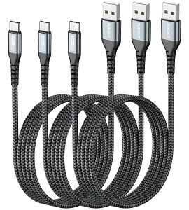 SUNGUY USB C �P�[�u�� 1.5M �y3�{�Z�b�g�z QC3.0�ő�18W�}���[�d �^�C�vc �P�[�u�� USB2.0�f�[�^�]�� type c �P�[�u�� �i�C�����҂� ���ϋv�� iPhone16 �V���[�Y/Galaxy S24 ultra/iPad Pro/iPad air 5 /Xperia���̑�USB-