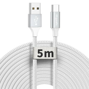 USB Type C ケーブル【5m 白】etguuds タイプc ケーブル 長い USB-C 充電ケーブル 高耐久ナイロン タブレット/スマートホン/防犯カメラ/コントローラー, その他Android USB Type-C機器対応 データ転送に