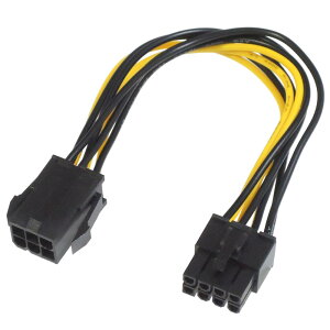KAUMO PCIe 8�s��(�I�X) - PCIe 6�s��(���X) �ϊ� �O���t�B�b�N�{�[�h �⏕�d�� �ϊ��P�[�u�� (20cm)