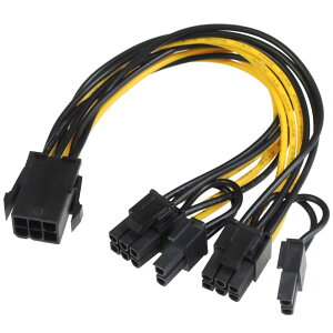 KAUMO PCIe (6+2�s��) x2 ���� - PCIe (6�s��) �O���t�B�b�N�J�[�h �⏕�d�� �ϊ��P�[�u�� 2����P�[�u��