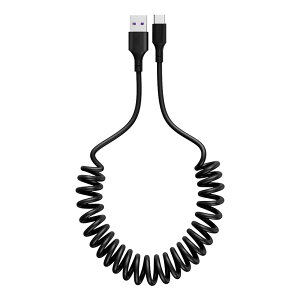 USB C ケーブル 0.46Mから1Mまで 伸びるコイル型 最大5A急速充電 USB-A to USB-Cまで 伸縮自在タイプC ケーブル480Mbps 高速データ転送PVC素材 ソフトで伸縮性あり 各種などUSB-C機器対応ケーブル