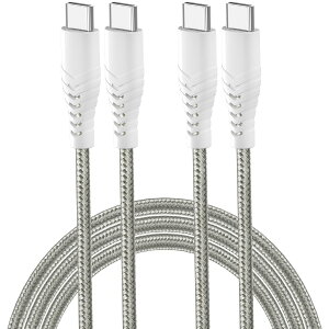 Acbands USB Type C ケーブル 【2本セット / 0.25m+0.5m / グレー】 60W PD対応 高耐久編組ケーブル USB-C&USB-C たいぷし 急速 ケーブル【Xperia/Samsung/Galaxy/Pixel/iphone 15 スマホ タブレット 等対応 】