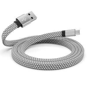 Magtame usb type cケーブル フラット平形 磁力自動収納 usbケーブルtype-c 3A急速充電 usbタイプcケーブル 高耐久二重ナイロ atocケーブル Samsung Galaxy, FE Ultras10E/S10/S9/Plus 5G/Note9/8対応(1.5M-シルバー)
