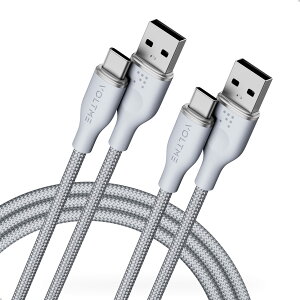 �y2�{�Z�b�g�zVOLTME USB Type C �P�[�u�� ���ϋv�i�C���� USB-C 2.0 �P�[�u�� Quick Charge 3.0/2.0�Ή� 56K���W�X�^���� �f�[�^�]�� �}���[�d �^�C�vc �P�[�u�� Xperia XZ XZ2�A S9 S8�ALG G5 G6 V20���Ή� �O���[ 1