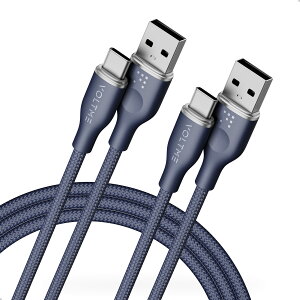 �y2�{�Z�b�g�zVOLTME USB Type C �P�[�u�� ���ϋv�i�C���� USB-C 2.0 �P�[�u�� Quick Charge 3.0/2.0�Ή� 56K���W�X�^���� �f�[�^�]�� �}���[�d �^�C�vc �P�[�u�� Xperia XZ XZ2�A S9 S8�ALG G5 G6 V20���Ή� �u���[ 1