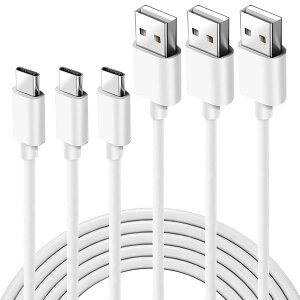 USB Type C �P�[�u���y1.5 m/3�{�Z�b�g�z�^�C�vC (USB A to USB C)�P�[�u�� ���ϋvTPE�f�� 2A�o�͂Œ��}���[�d USB2.0�����i �X�}�[�g�t�H��/�^�u���b�g/�Q�[���@�̃^�C�vc�@��ɑΉ�(�z���C�g)
