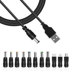 YFFSFDC USB dP[u ϊvOt DC[dR[h 5.5x2.1mm 1m rfI@ J PSP \[[pl oCobe[ȂǗp (Mini USBAMicroUSBAType-CA 1{+11ϊvO)
