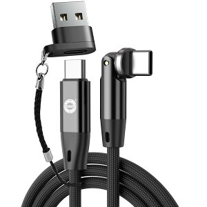 EndlesShine USB Type C P[u,540°]60W 3A PD QC4.0 }[d^Cvc P[uf[^]USB A/Type C to Type-CP[u ^CvC [dP[u ϋviC҂ MacBook Galaxy(ubN 1.8m)