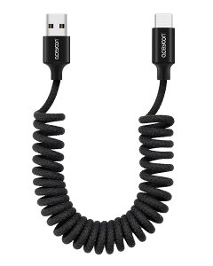 aceyoon USB C ケーブル 太い コイル型 伸びる Type C ケーブル 100W 急速充電 USB A - USB C 1Mまで伸縮推奨 タイプC ケーブル480Mbps 高速データ転送 ナイロン素材 ソフトで伸縮性あり Coiled USB C Cable USB-C