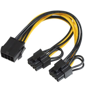 KAUMO PCIe (6+2�s��) x2���� - PCIe (8�s��) �O���t�B�b�N�{�[�h �⏕�d�� �ϊ��P�[�u�� 2����P�[�u��