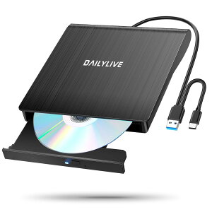 DAILYLIVE OtDVDhCu CD DVDhCu USB3.0&Type-CpP[u OtDVD/CDhCu Window/Linux/Mac OSΉ É y ǂݏo& G[Z TYPE-CRlN^[t {戵t