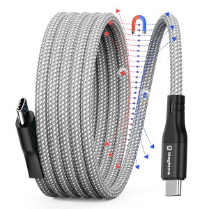 Magtame usb cケーブル 急速充電 磁力吸着絡まり防止 タイプcケーブル 60W/PD対応 形状記憶 usbc&usbcケーブル金属製コネクタtype-cケーブル二重ナイロン iPhone15/MacBook_Pro/Air/iPad/Samsung_Galaxy等対応 (1M-