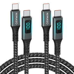 NIMASO USB C Type C P[u y100W/5A PDΉ LEDo̓XN[\z}[d ^Cvc USB C to USB C P[u iPhone 16A15V[YA MacBook ProAiPad ProAGalaxy S23/S22, Pixel type c@Ή y1M/2{Zb