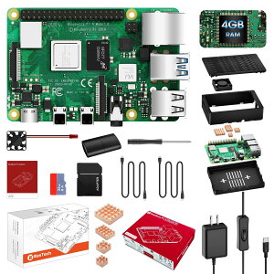 RasTech Raspberry Pi 4 Model B(RAM 4GB) Pi4 4gb Zbg Yx[pC4b/ZK}[Nt/ 32GB J[h/ 5V 3A XCb`tdA_v^[/HD OUTP[uC/CAT6lbgP[u/YpCpP[X/p