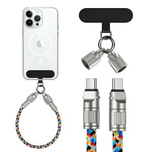 タイプC ストラップ 【60W急速充電】iPhone 16 ケーブル 0.3m*1本 PD対応 充電ケーブル usb c ケーブル MacBook iPad Android対応 ストラップホルダー*1枚 花柄