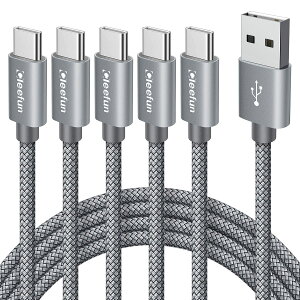 USB Type C/�^�C�vc �P�[�u�� [1m 5�{�Z�b�g] CLEEFUN USB-C �}���[�d�P�[�u�� �����f�[�^�]�� �R�[�h �^�C�vc ���ϋv �f���h�~ �i�C���� iPhone15 iPhone15 Pro�AGalaxy S10 S9 A20 A21 A22�AXperia�ASense3 ��type-c�@��