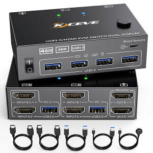 KCEVE fA j^[ KVMؑ֊ USB3.0 Rs[/g[h 4K@60Hz𑜓x EDID@\ 2PCԂŃL[{[hA}EXAfAfBXvCL USB/HDMIP[uƎ茳XCb`t