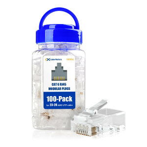 Cable Matters LAN �R�l�N�^ RJ45 �R�l�N�^ 100�Z�b�g �ۑ��r�t�� Cat 6 RJ45�v���O 8P8C UTP�P�[�u�� ���ΐ��ƒP���P�[�u���Ή�