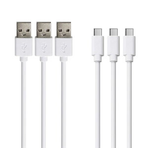 USB Type C ケーブル 1m 3本セット LpoieJun タイプC (USB A to USB C)ケーブル 2A出力で超急速充電 USB2.0準拠品 高耐久TPE素材 スマートフォン/タブレット/ゲーム機のタイプc機種に対応 (ホワイト)