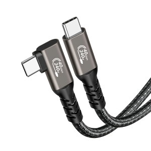 Thunderbolt 4 �P�[�u�� (0.2m, L��, �K���F) Popolier USB4�Ή� [240W�o�� / 40Gbps�����f�[�^�]�� / 8K@60Hz �f���o�� ] �T���_�[�{���g 4�P�[�u�� ���ʌ݊� �X�}�[�g�t�H���A�^�u���b�g�A�m�[�g�p�\�R����