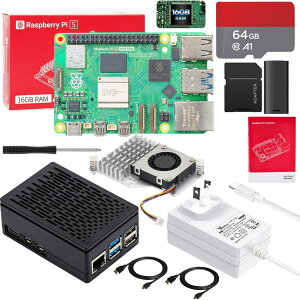 Vesonn Raspberry Pi5 16GB Starter Kit ZK擾ς Yx[pC5 16GB{[h/64GB J[h/ABSMP[X/PDdA_v^[/ANeBuN[[/MicroHDOUTP[u//hCo[/J[h[_[/