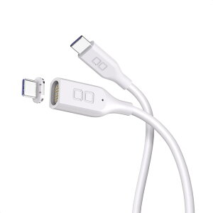 CIO マグネットシリコンケーブル 100W対応 USB Type-C 磁石で脱着 防水規格 IPX5対応 iphone15 タイプC ケーブル (ストレート,ホワイト, 0.5m)