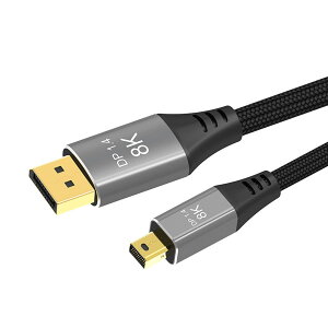mini dp回転dp変換ケーブル8k@60Hz、4K@144/120Hz、2K@240/165 HZ(1 M)DP to DP最大32.4 Gbps高速、双方向Mini DP-DPケーブル、HDR/DSC/FreeSync/3 D等対応(ミニ表示ポート(オス)-表示ポート(オス))ブラッ