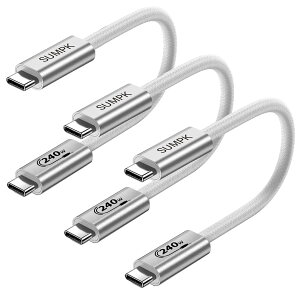 240 W USB CからUSB Cケーブル30 cm、SUMPK短USB Cケーブル急速充電ケーブルはiPhone 15/15 Pro Maxと互換性があり、サムスンGalaxy S 23 S 22 S 21 S 20 Note 20、画素