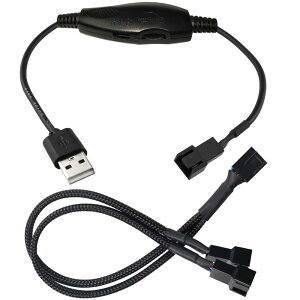 Kiligen 12V �d���X�e�b�v�A�b�v USB ���� 3 �s������� 4 �s�� PC �t�@�� �X���[�u�d���A�_�v�^ �P�[�u��+�X�v���b�^ �P�[�u�� 1 ���� 2�A�X�C�b�`����ё��x���M�����[�^�t��
