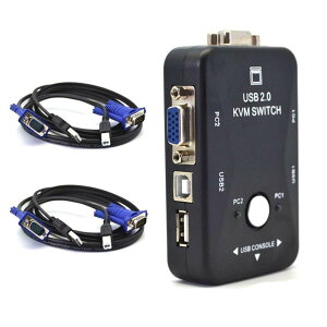 COOLEAD p\Rؑ֊ KVMXCb` 2|[g USB2.0 KVM VGAXCb`{bNX 茳XCb` CPU/PCؑ֊ 1̉ʂ2PC𑀍 VGAP[u 2{ tZbg