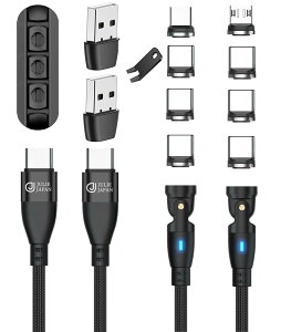 JJ JULIE JAPAN }Olbg[dP[u PDΉ 9PIN 100W }Olbg[q3ރZbg(USB-C 6AMicro-USB 1AACv_Ng 1) }[d f[^ʐMΉ 2{Zbg(2m,ubN)