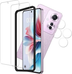 HKKAIS oppo reno 11a ガラスフィルム +【2+2 枚セットガイド枠付】 日本製硝子採用 OPPO Reno11 A 用 ガラスフィルム カメラフィルム 強化 ガラス 液晶画面 保護フィルム