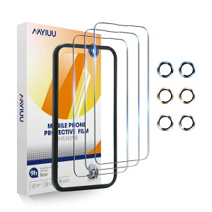 NAYIUU HD KX XN[ veN^[ iPhone 15 p [6.1] [3 pbN] [3 Zbg̃Y tBttc[t] [9H] [wh~O[X] [CAȂ]