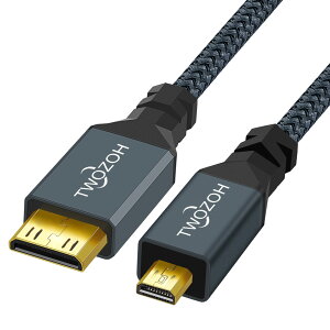 Twozoh Micro HDMI to Mini HDMI ϊ P[u 1M (^CvD-^CvC) 4K 60HzA~jHDMI to}CNHDMIP[u Kis