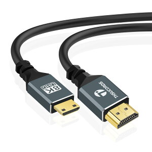 Thsucords 超薄型 8K 4K Mini HDMI ケーブル 3M 柔軟 ソフト スリム 高速 48Gbps 4K@120Hz Mini HDMI 2.1コード カメラ、ビデオカメラ、タブレット、グラフィックス/ビデオカード、ノートパソコンに対応 適