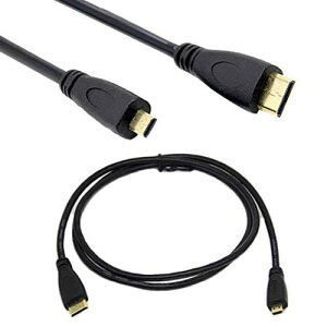 Micro-HDMI To Mini HDMI �ϊ� �P�[�u�� 1m�A1.8m �^�C�vD-�^�C�vA) �u���b�N 4k Ver 1.4�A�e���r TV �f�W�J�� �r�f�I �A�N�V���� �J���� �~�jHDMI���}�C�N��HDMI�P�[�u�� (1M)