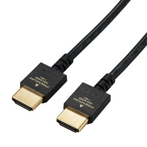 �G���R��(ELECOM) HDMI �P�[�u�� 2m �v���~�A�� 4K 2K (60P) UltraHD 3D�t��HD �X�����^�C�v�P�[�u�� �u���b�N DH-HDP14ES20BK