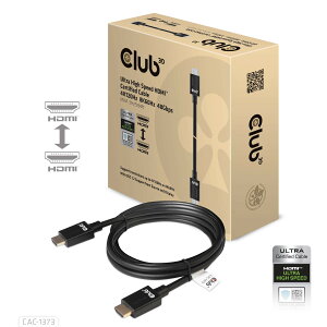 Club3D HDMI 2.1 4K120Hz 8K60Hz 48Gbps Male/Male 3m 26AWG Ultra High Speed Cable ウルトラ ハイスピード 認証 ケーブル (CAC-1373)