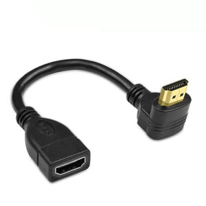 KKM-ラブショー0.15m 0.3m 0.5m短いHDMI ケーブル,4k /1080PHDMI 延長ケーブル, HDMI 1.4オス-メス 90度L字型左右向きHDMI 延長ケーブル 高速HDMI変換4K 60Hz HDMI 1.4ケーブル (0.3m, 下L,メス-オス.)