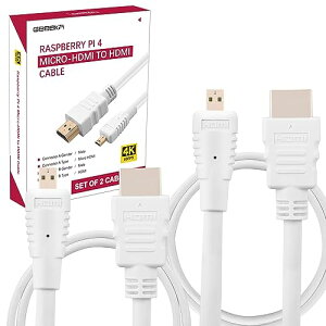 GeeekPi HDMI �P�[�u�� 1m �z���C�g Raspberry Pi 4 Micro HDMI-HDMI �P�[�u�� Raspberry Pi 4�Ή� (2�{��)