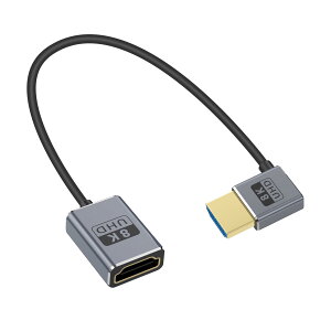Duttek 超薄型/同軸 L字型HDMI 延長ケーブル 1フィート (48Gbps、8K@60Hz、4K@240Hz) HDMI 左向きオスメスケーブル ダイナミックHDR、eARC、GH5S、PS5、PC用。