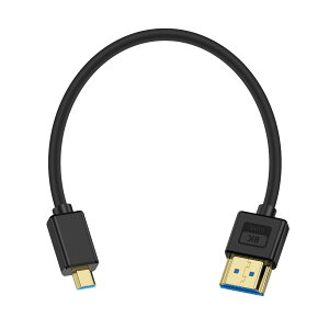 Poyiccot 柔らかい Micro HDMI to HDMI ケーブル 短い 0.3m、超高速 48Gbps 8K Micro-HDMI 変換ケーブル、 極薄 オス-オス UHD 2.1 規格 8K@60Hz 4K@120Hz 対応Xbox Series UHD eARC 3D TV PC Switchなど適用