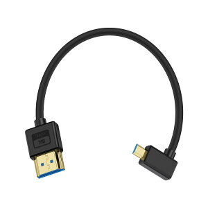 Poyiccot 短い Micro HDMI to HDMI 変換アダプタケーブル 0.3m、 極薄 8K Micro-HDMI 変換ケーブル L型 左向き 柔らかい 超高速 48Gbps対応 Switch/HDTV/Roku/Xbox/PS4/PS3などに