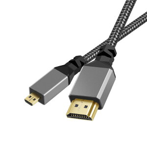 Micro HDMI to HDMI�P�[�u�� (HDMI �}�C�N���^�C�vD�I�X - HDMI �^�C�vA�I�X) 3D 4K 1080P @60Hz ���ϋv�i�C�����҂݌g�ѓd�b/�r�f�I�J����/�^�u���b�g�ȂǑΉ�2 m