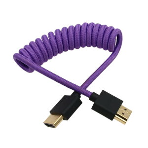 HangTon 4K 8K 60p Cable Type A HDMI 2.1 to HDMI Braided Coiled for Atomos Ninja V SmallHD Blackmagic Monitor Panasonic Sony Canon Nikon Camera Purple