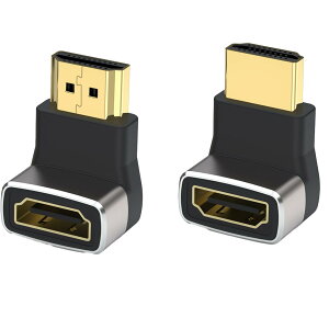 IAKTD HDTV L型コネクタ, HDTV2.1 オスtoメス ー 90度+270度(左向き、右向き)アングルHDTVアダプターエクステンダーコネクターケーブル 向き変更 8KHz 4K@120Hz 対応テレビ HDR ノートパソコン PC (2パッ