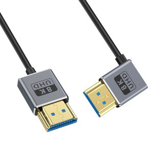 Duttek L字HDMI 2.1ケーブル短い、8K HDMIオスからオスケーブル、L字型HDMI変換ケーブル超高速度48Gbps帯域幅、超薄型HDMIコードOD2.5mm、8K@60Hz、4K@240Hz、ダイナミックHDR、eARCに対応、GH5S、PS5、Xbox One