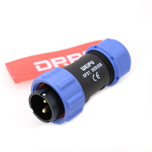 DRRI Weipu SP2110/P2 - Conector circular de aviacion impermeable de 2 pines, enchufe de 12 V, 30 A, para estacion de energia portatil BLUETTI AC200MAX