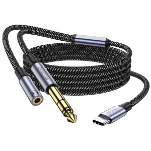 MOSWAG USB C - 6.35mm 1/4インチ TRSケーブル(5m)、Google Pixel 4XL、アンプ、スピーカー、ヘッドフォン、ミキシングコンソール用プロフェッショナルタイプC - 1/4オーディオ、レコーディング、リス