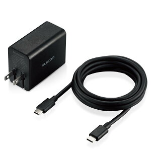 GR(ELECOM) GaN(KE) ACA_v^[ ACDC-PD1265BK m[gPC/iPhone/X}[gtH/Nintendo SwitchȂ PDF ő65W Type-C1|[g C-CP[ut 2m ubN